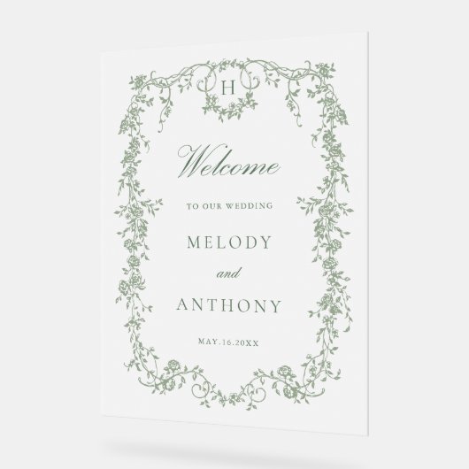 Begrüßung von Sage Green Classic Acrylschild (Winkel)