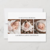 Begrüßung von Script Girl Foto Geburtserklärung Ankündigung (Rückseite)