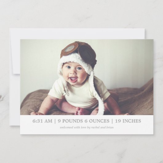 Begrüßung von Silver 3 Foto | Geburtsankündigung Ankündigung (Rückseite)