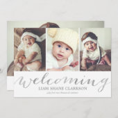 Begrüßung von Silver 3 Foto | Geburtsankündigung Ankündigung (Vorne/Hinten)