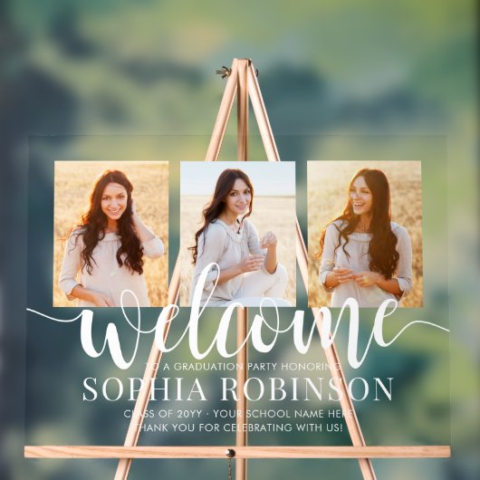 Begrüßung von Skripten für Graduiertengruppen und Acrylschild (Neutral)