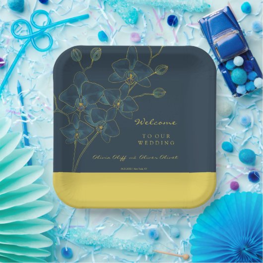 Begrüßung von Soft Blue Orchid Pappteller (Party)