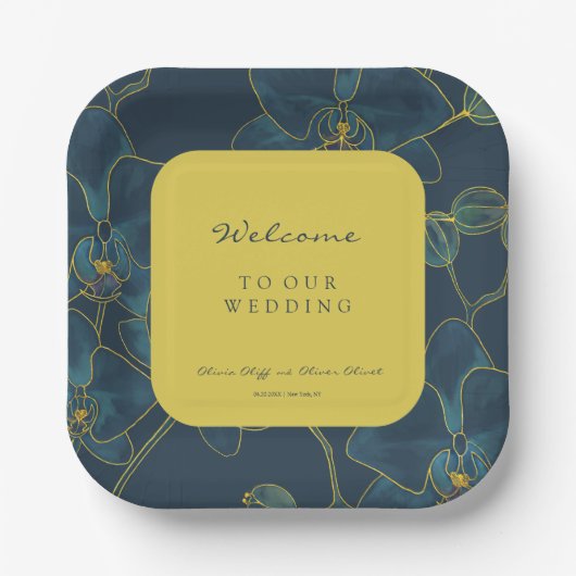 Begrüßung von Soft Blue Orchid Pappteller (Vorderseite)