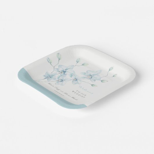 Begrüßung von Soft Blue Orchid Pappteller (Gewinkelt)