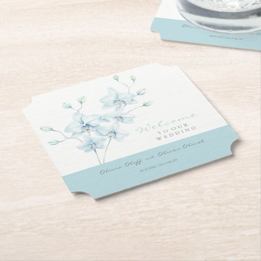 Begrüßung von Soft Blue Orchid Untersetzer (angewinkelt)