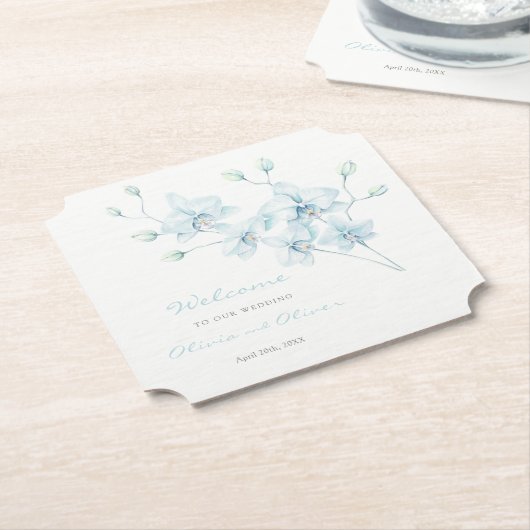 Begrüßung von Soft Blue Orchid Untersetzer (angewinkelt)