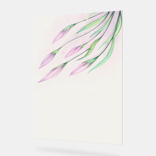 Begrüßung von Soft Lila Lilies Acrylschild (Winkel)