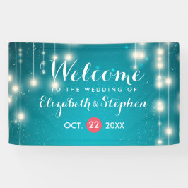 Begrüßung von String Lights & Turquoise Glitzer Banner