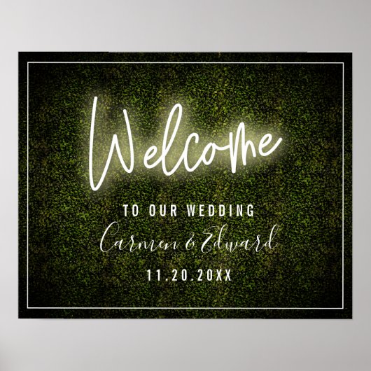 Begrüßung von White Neon Boxwood Poster (Vorne)