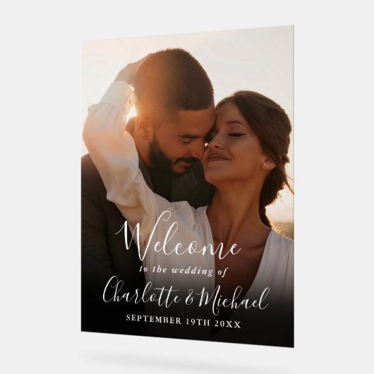 Begrüßung von White Signature Script-Fotos Acrylschild (Winkel)