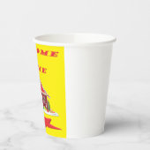 Begrüßung von Zuhause-Design, hellgelb und rot Pappbecher (Links)
