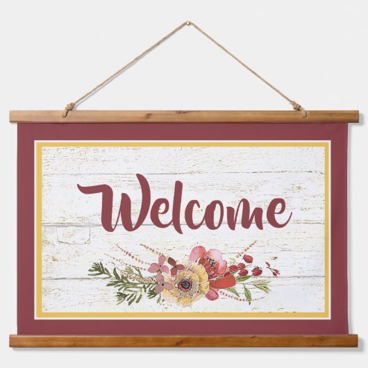 Begrüßung Wandteppich Mit Holzrahmen (Vorne)