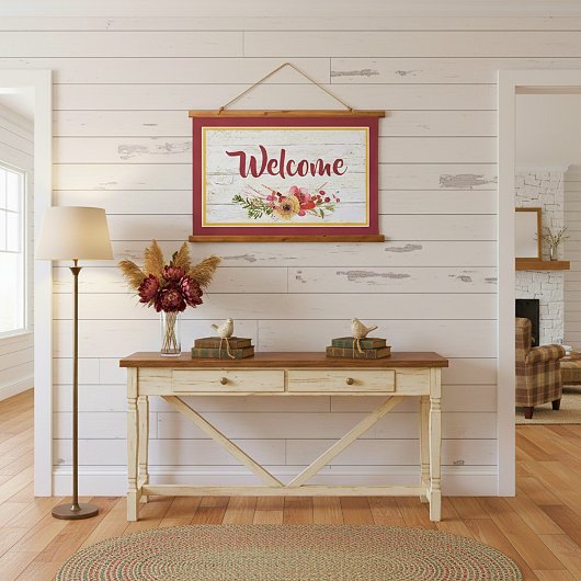 Begrüßung Wandteppich Mit Holzrahmen