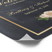 Begrüßung Weißer Rosen Gold Rahmen | Hochzeit Poster (Ecke)