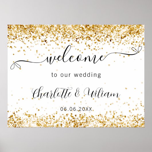 Begrüßung weißes goldenes Drehbuch Poster (Vorne)