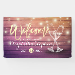 Begrüßung Willkommensbanner Champagner Glass Wood  Banner
