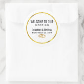 Begrüßung zu unserer Hochzeitsvorlage Runder Aufkleber (Tasche)