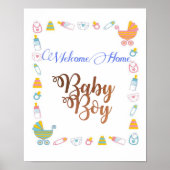 Begrüßung Zuhause Baby Boy mit Kupferfolie Schrift Poster (Vorne)