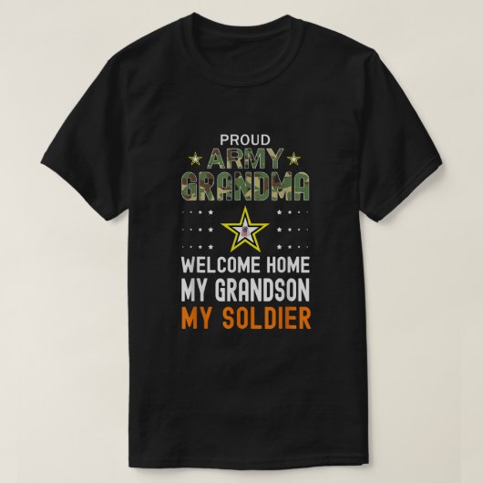 Begrüßung Zuhause Mein Enkel mein Soldat Homecomin T-Shirt (Design vorne)