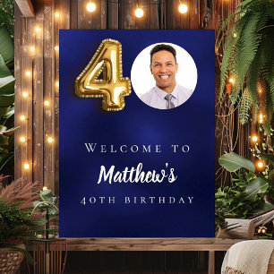 Begrüßung zum 40. Foto in Navy Blue Poster