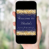 Begrüßung zum Glitzer der Birthday Marineblau Poster