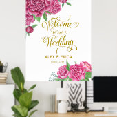 Begrüßung zum Hochzeitsschild Rose Rosa Gold Poster (Heimbüro)