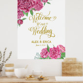 Begrüßung zum Hochzeitsschild Rose Rosa Gold Poster (Küche)