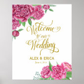 Begrüßung zum Hochzeitsschild Rose Rosa Gold Poster (Vorne)