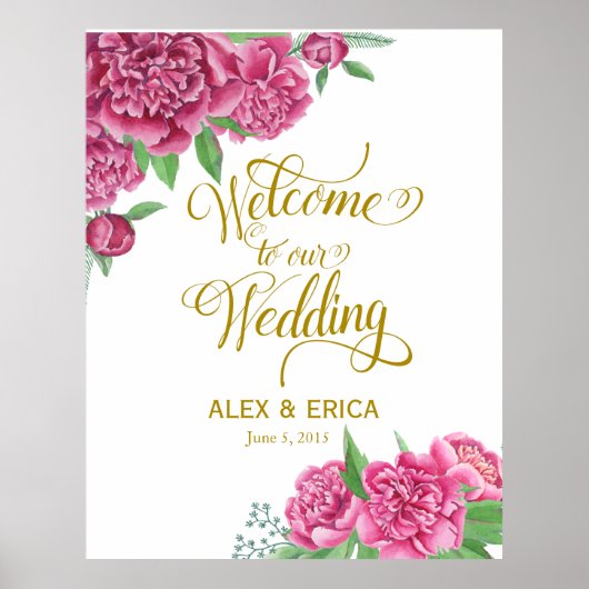 Begrüßung zum Hochzeitsschild Rose Rosa Gold Poster (Vorne)