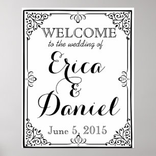 Begrüßung zur Hochzeit von Plakatschild Poster