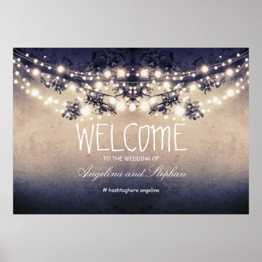 Begrüßungs-Leuchtenposter mit Baumzweigen Poster (Vorne)