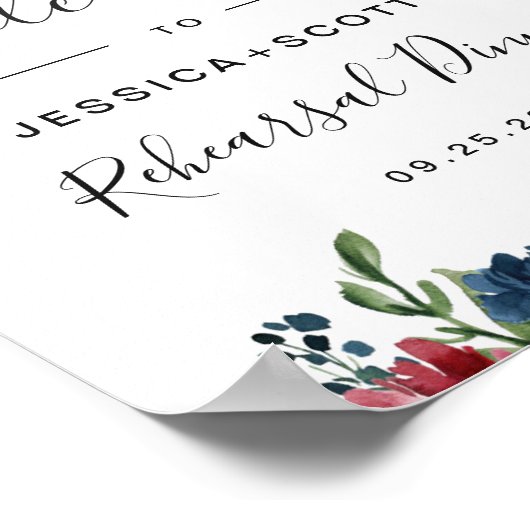 Begrüßungsabend der Probe Burgund Navy Poster (Ecke)