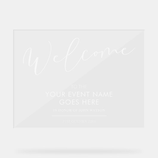 Begrüßungsabonnement für Minimalistische transpare Acrylschild (Vorderseite)