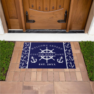 Begrüßungsanker an Bord der Nautical Navy Blue Boo Fußmatte