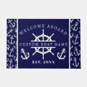 Begrüßungsanker an Bord der Nautical Navy Blue Boo Fußmatte (Vorderseite)