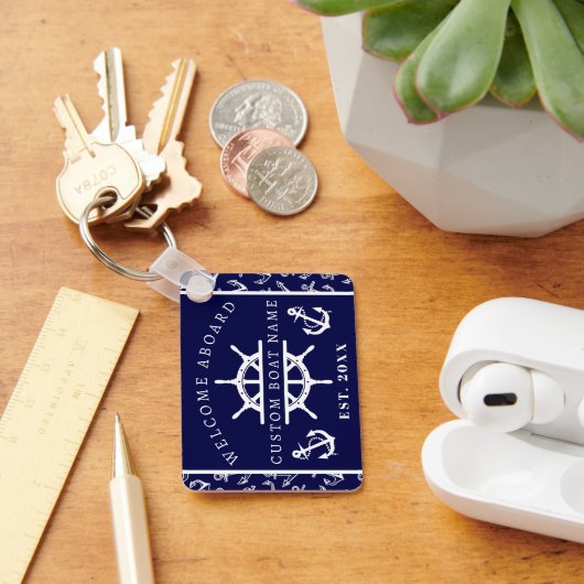 Begrüßungsanker an Bord der Nautical Navy Blue Boo Schlüsselanhänger (Schreibtisch)