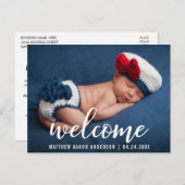 Begrüßungsankündigung New Baby Modern Ankündigungspostkarte (Vorne/Hinten)