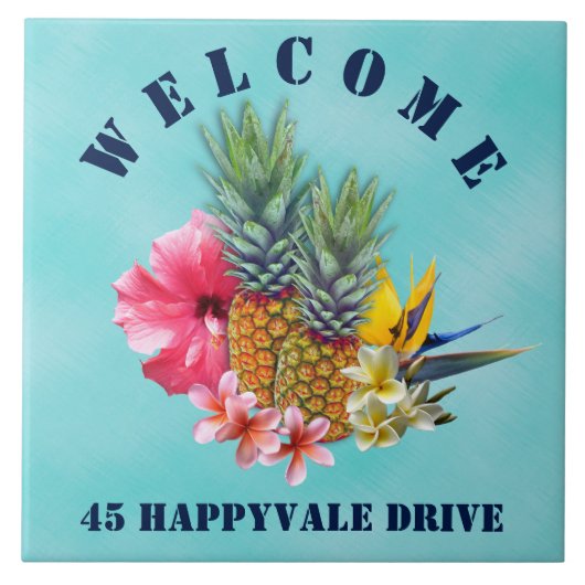 Begrüßungsansprache für tropische Ananas Fliese (Vorderseite)