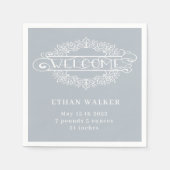 Begrüßungsbaby-Party-Monogramm Serviette (Vorderseite)