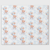 Begrüßungsbaby Teddy Bär auf Wolken Babydusche Geschenkpapier (Flach)