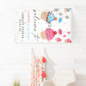 Begrüßungsbanner für Cupcake Gender Reveal Party Banner (Insitu)