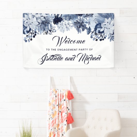 Begrüßungsbanner für Indigo Blue Floral Engagement Banner (Insitu)