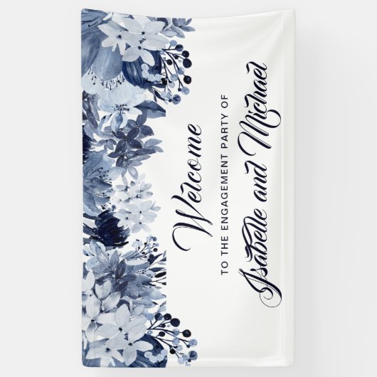 Begrüßungsbanner für Indigo Blue Floral Engagement Banner (Vertikal)