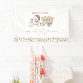 Begrüßungsbanner für Pink Igel Babydusche - Blumen Banner (Insitu)