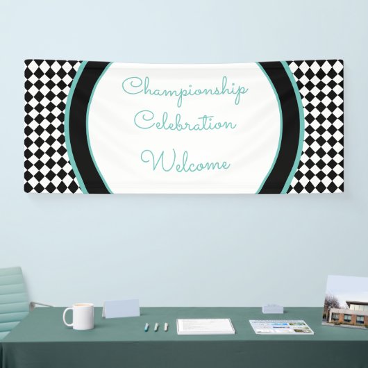 Begrüßungsbanner für Schwarz-Weiß-Rennen Banner (Messe)