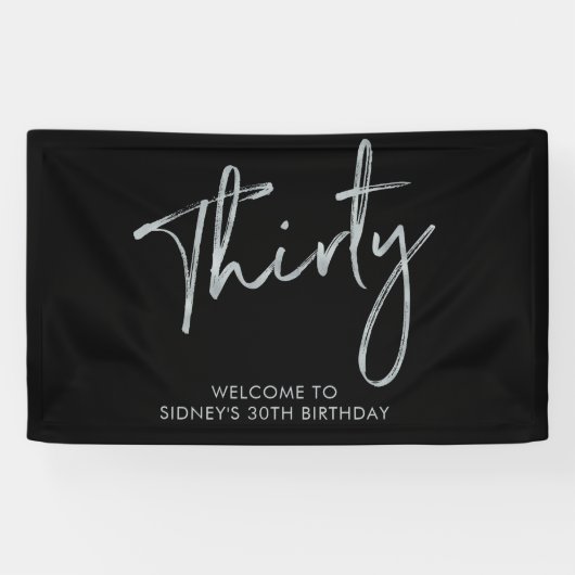 Begrüßungsbanner für Silver & Black Birthday Party Banner (Horizontal)