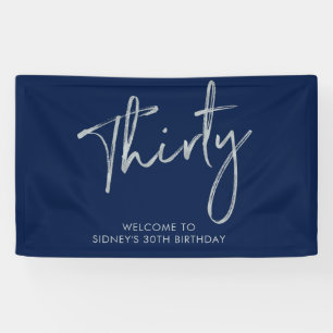 Begrüßungsbanner für Silver & Navy Blue Geburtstag Banner