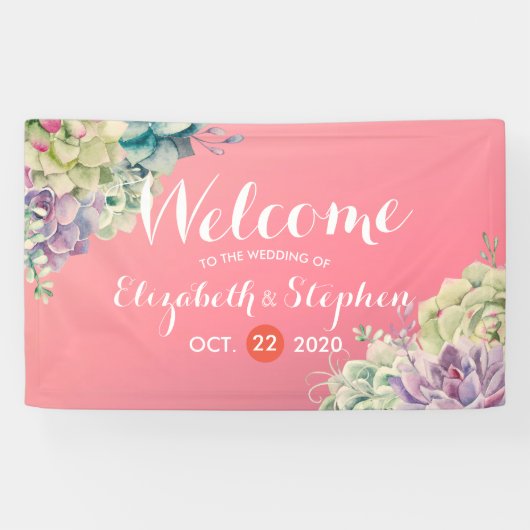 Begrüßungsbanner Wasserfarben Sukkulente Pflanze Banner (Horizontal)