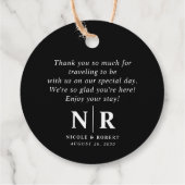 Begrüßungsbeutel oder -körbe für das Hochzeitsmono Geschenkanhänger (Rückseite)