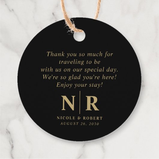 Begrüßungsbeutel oder -körbe für das Hochzeitsmono Geschenkanhänger (Rückseite)